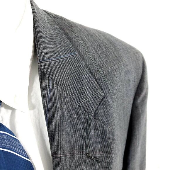John Weitz Wool 2 Button 2 Piece Suit 42L Gray Birdseye 41/31 Multi-Colored Wind - Picture 2 of 12